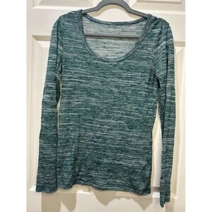 Y2K Mudd Women's Teal Heathered Long Sleeve Scoop Neck Top Shirt Layering Piece